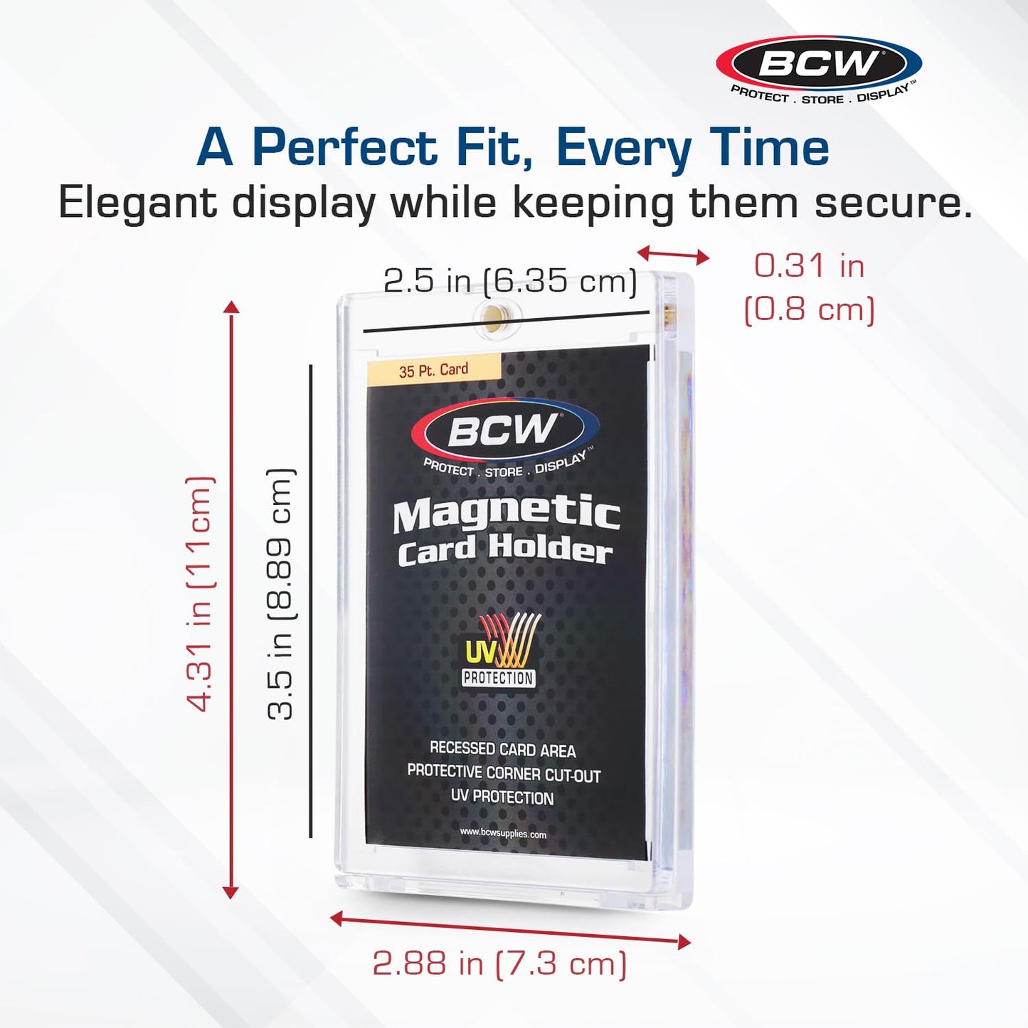 BCW Magnetic Card Holder – 35 PT Thickness, 40 Pack | Gold Magnet Closure, UV Protected Display Case