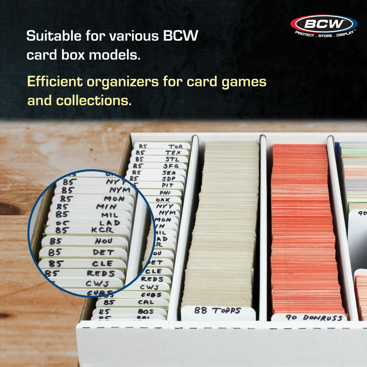 BCW Tall Trading Card Dividers - 50 ct | Archival-Quality Write-On Tabs | Fits Vault, Super Vault, QuickFold, Shoe & Super Shoebox