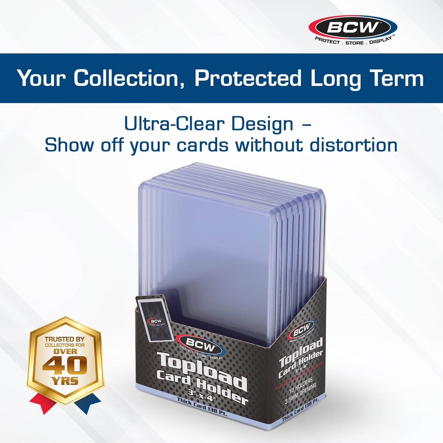 BCW Thick 138PT Card Top Load Holder – 3x4 (Pack of 10)
