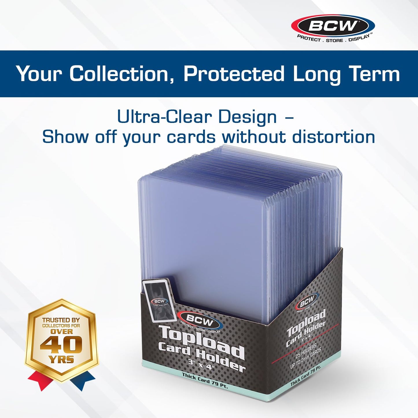 BCW Thick 79PT Card Top Load Holder (3x4) – Pack of 25