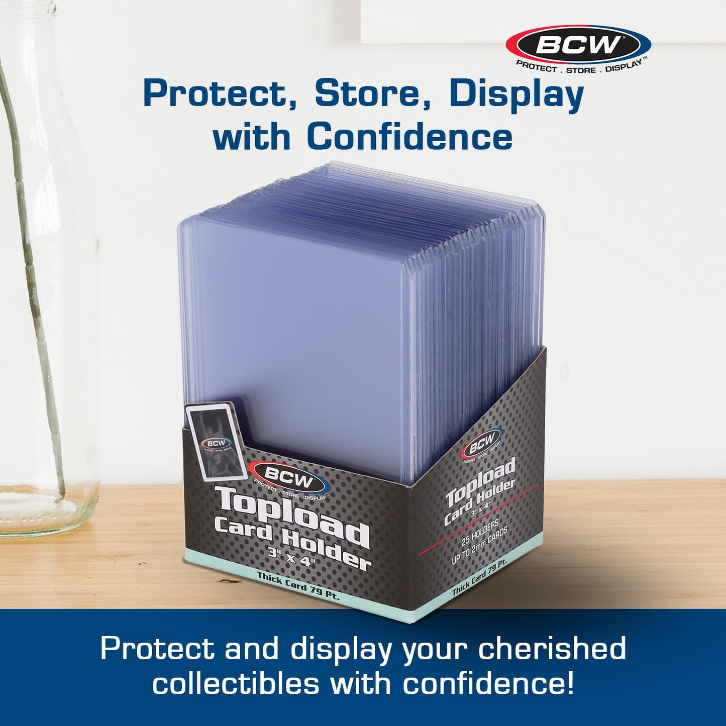 BCW Thick 79PT Card Top Load Holder (3x4) – Pack of 25