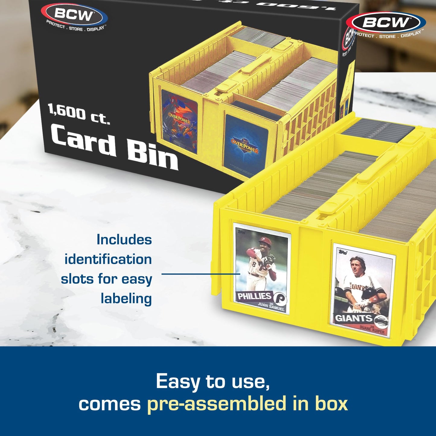 BCW Collectible Card Bin – Holds 1600 Cards – Yellow (2-Pack)