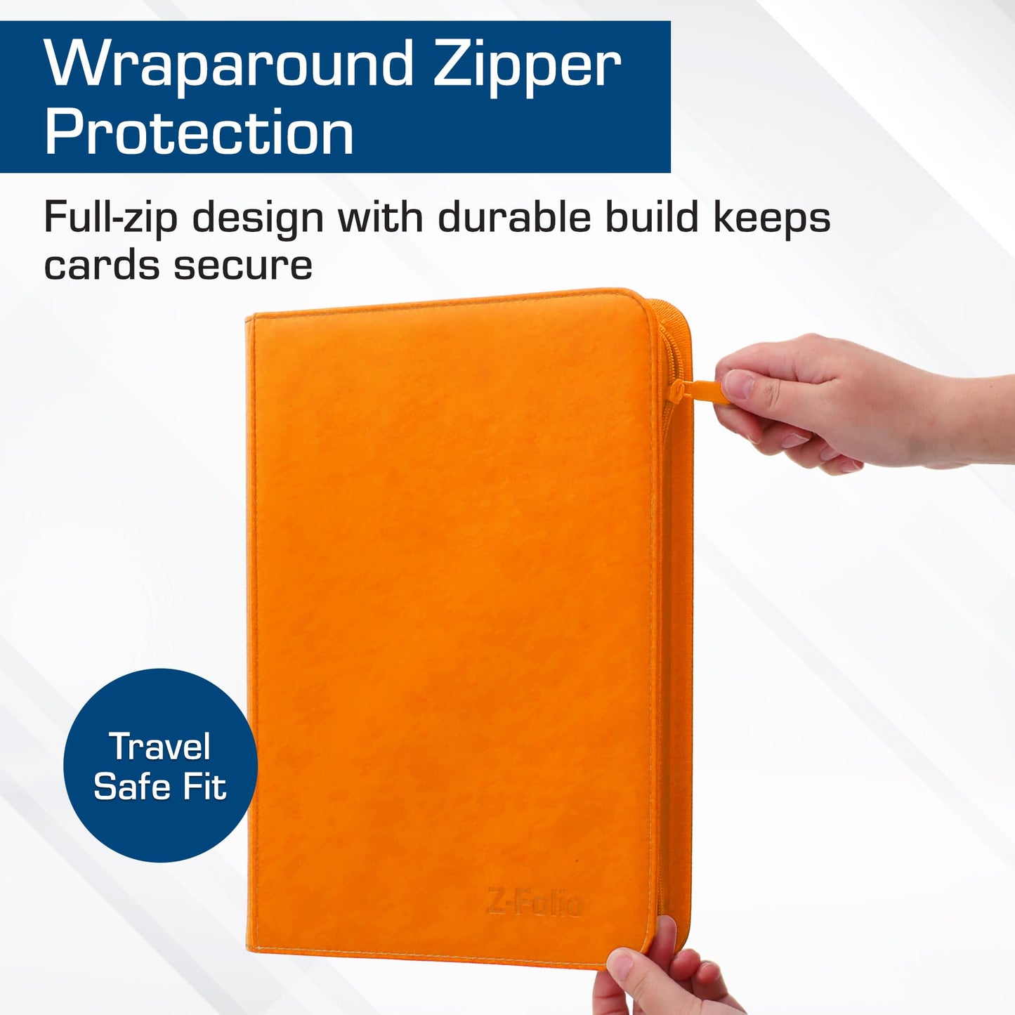 BCW Z-Folio LX 9-Pocket Orange Album | Secure Zipper Card Organizer for Trading Cards