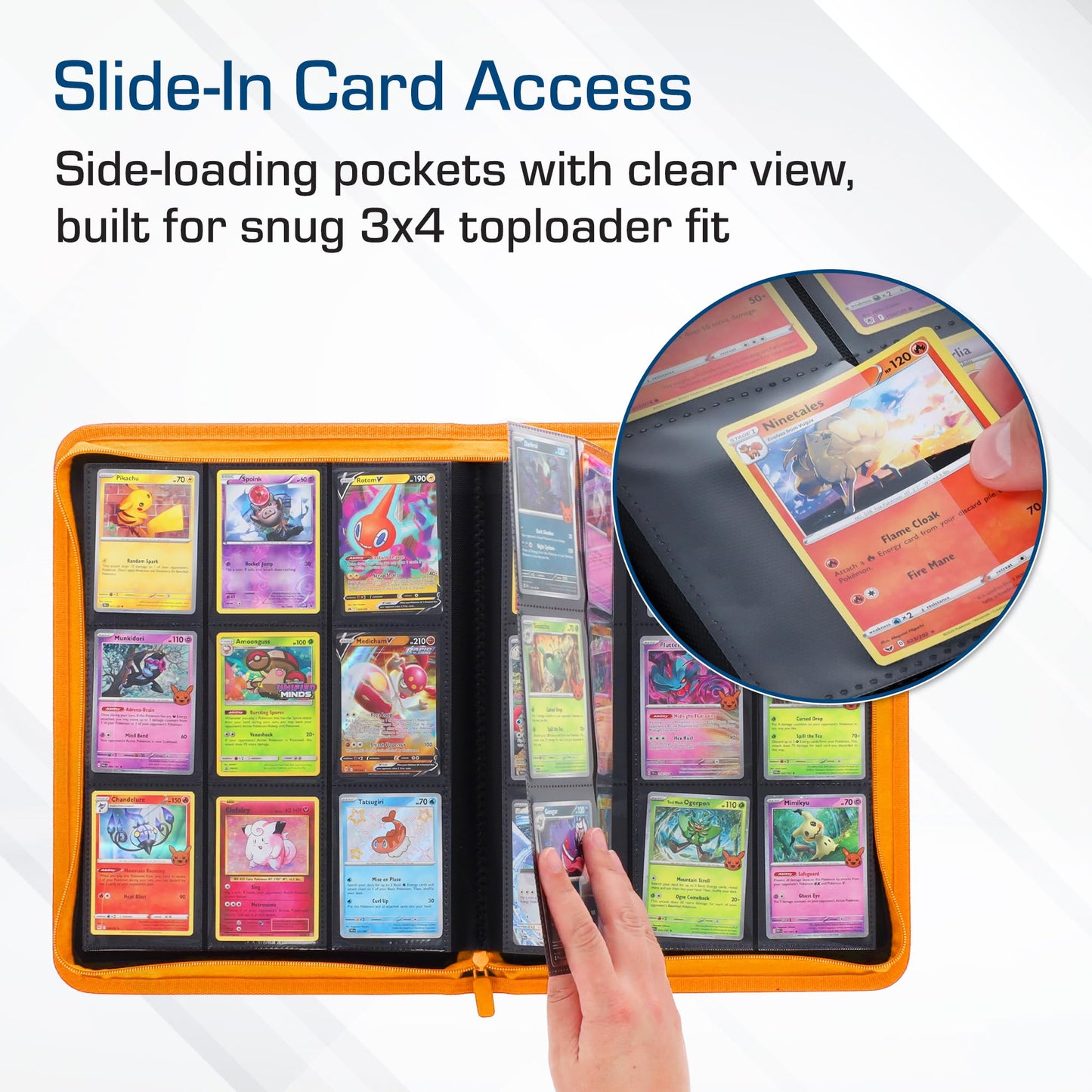 BCW Z-Folio LX 9-Pocket Orange Album | Secure Zipper Card Organizer for Trading Cards