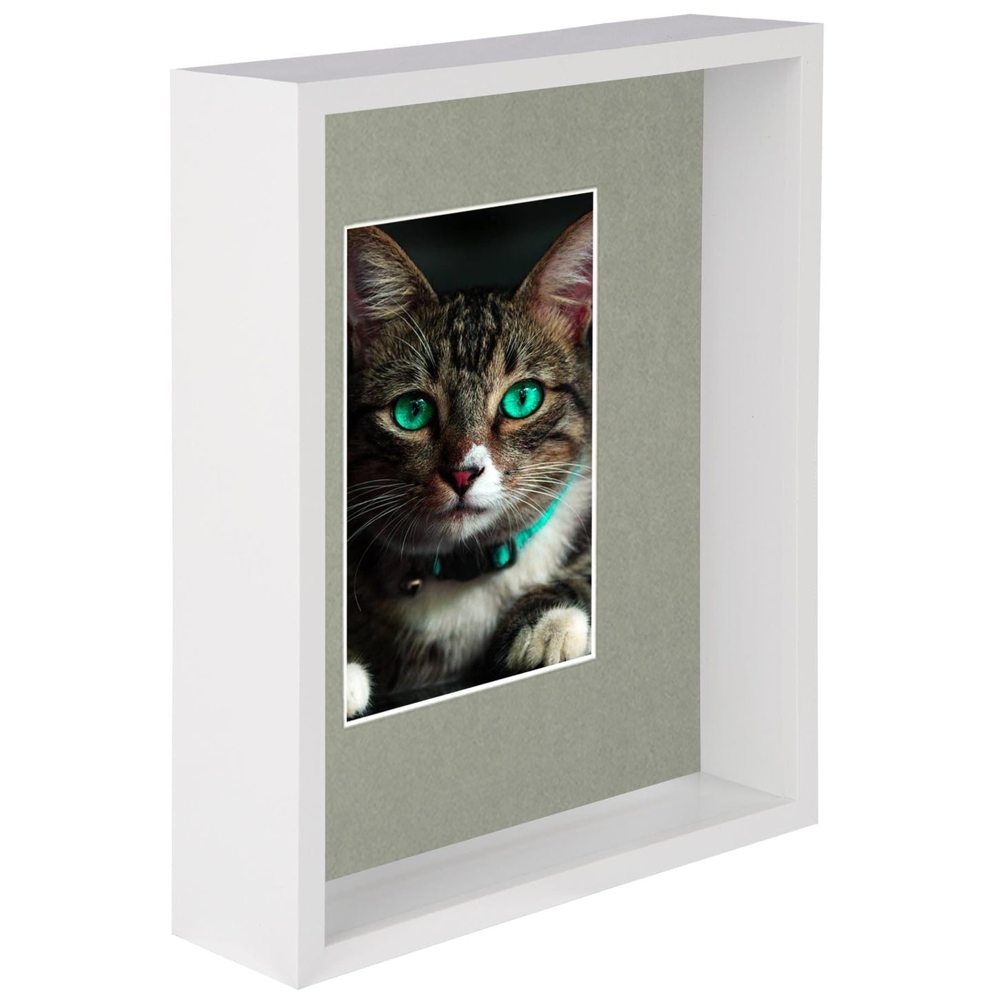 8" x 10" White 3D Deep Box Photo Frame - with 4" x 6" Mount