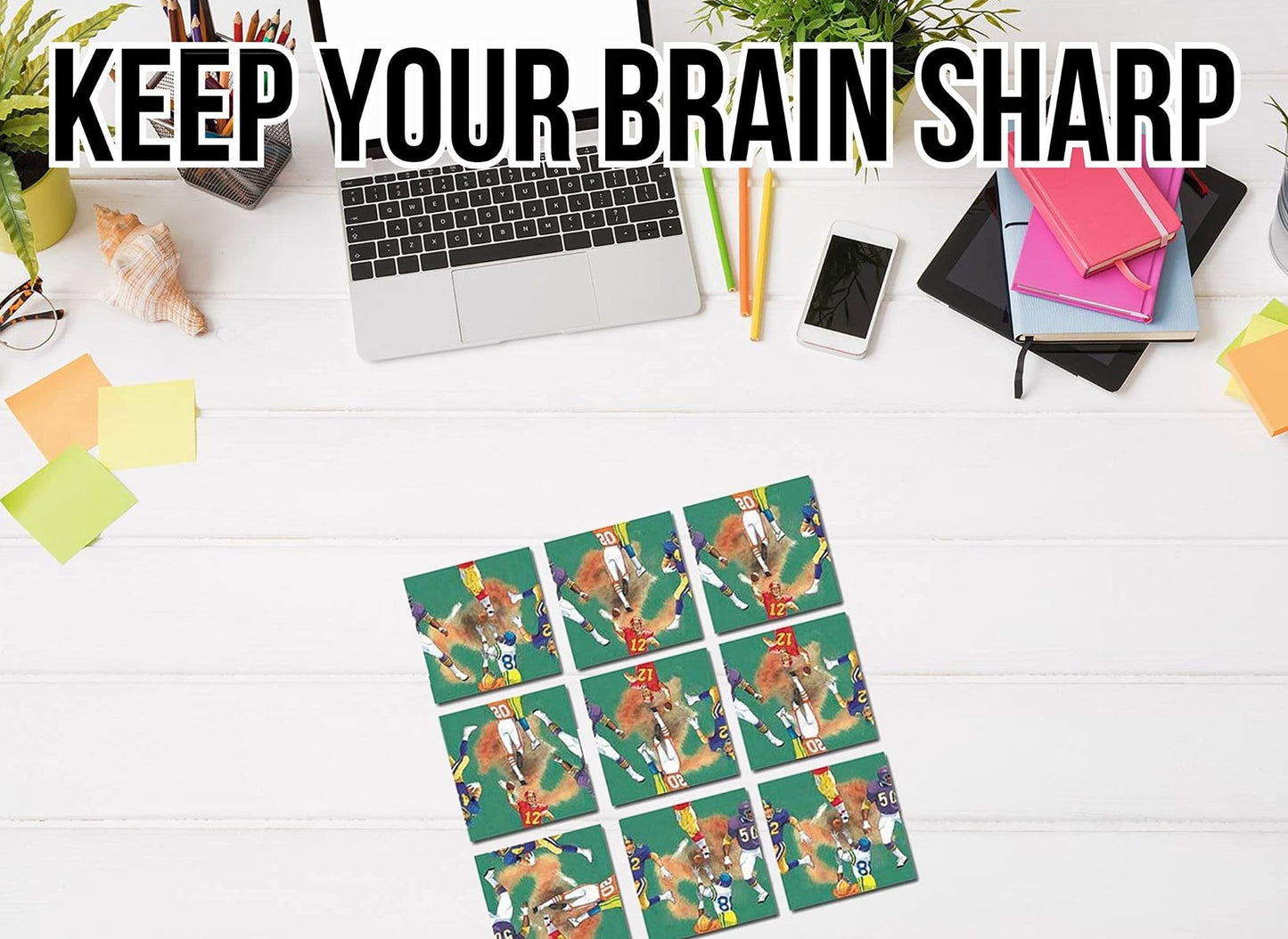 B.Dazzle Scramble Squares Football 9‑Piece Puzzle | Challenging Brain Teaser for All Ages