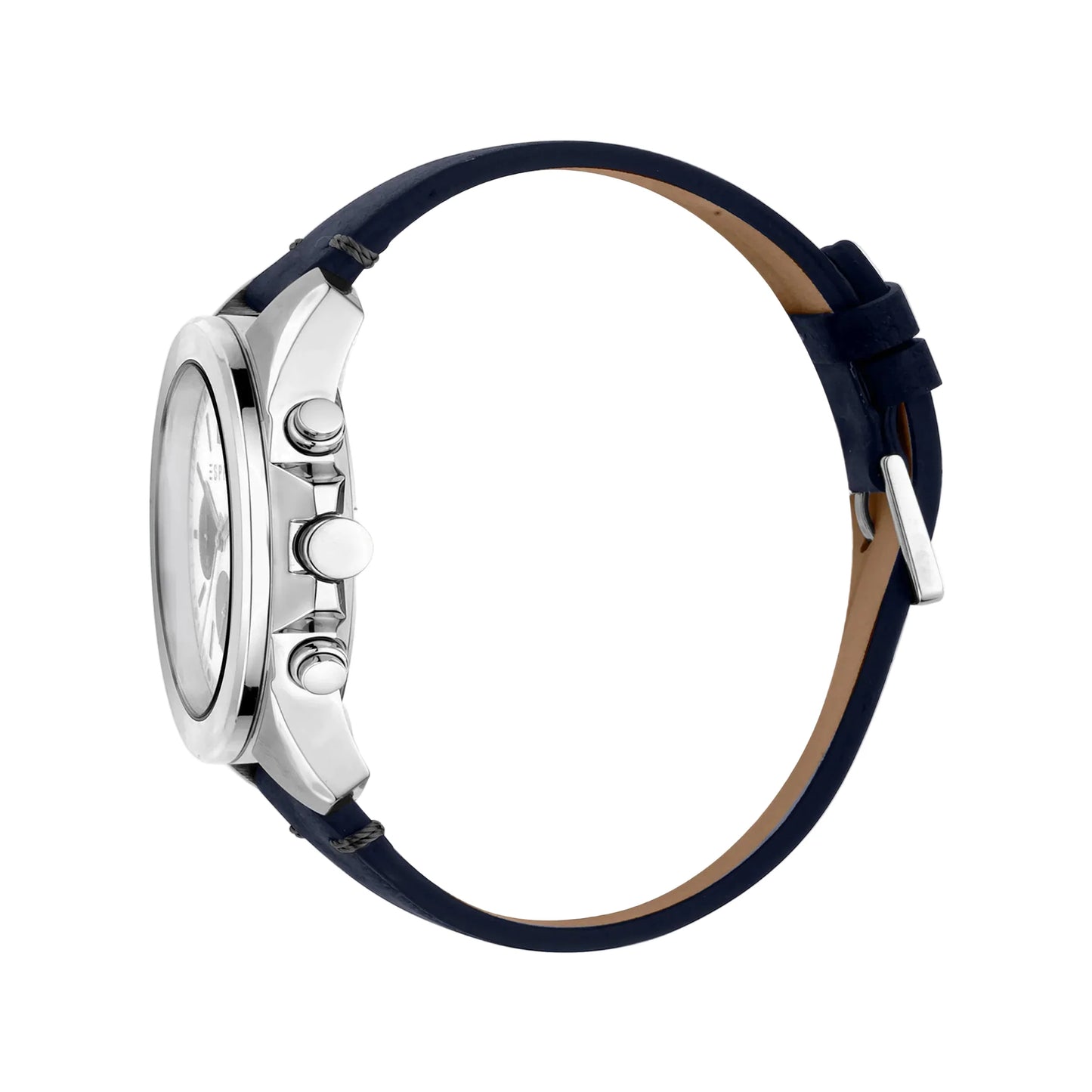 Esprit Men's Blue Leather Watch, Silver Dial | Es1g200m0025