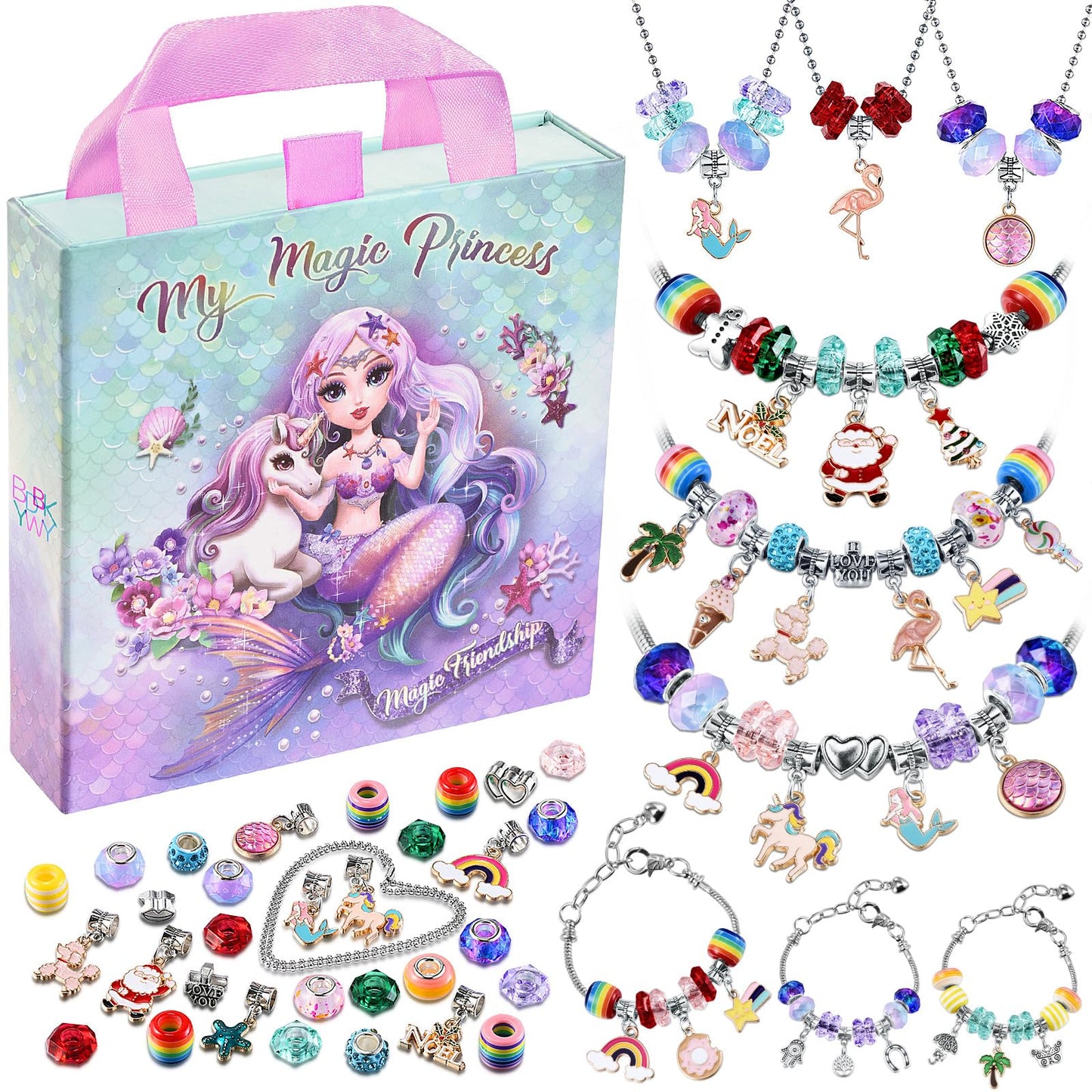 BDBKYWY Charm Bracelet Kit & Unicorn Mermaid Toy for Girls 8–12