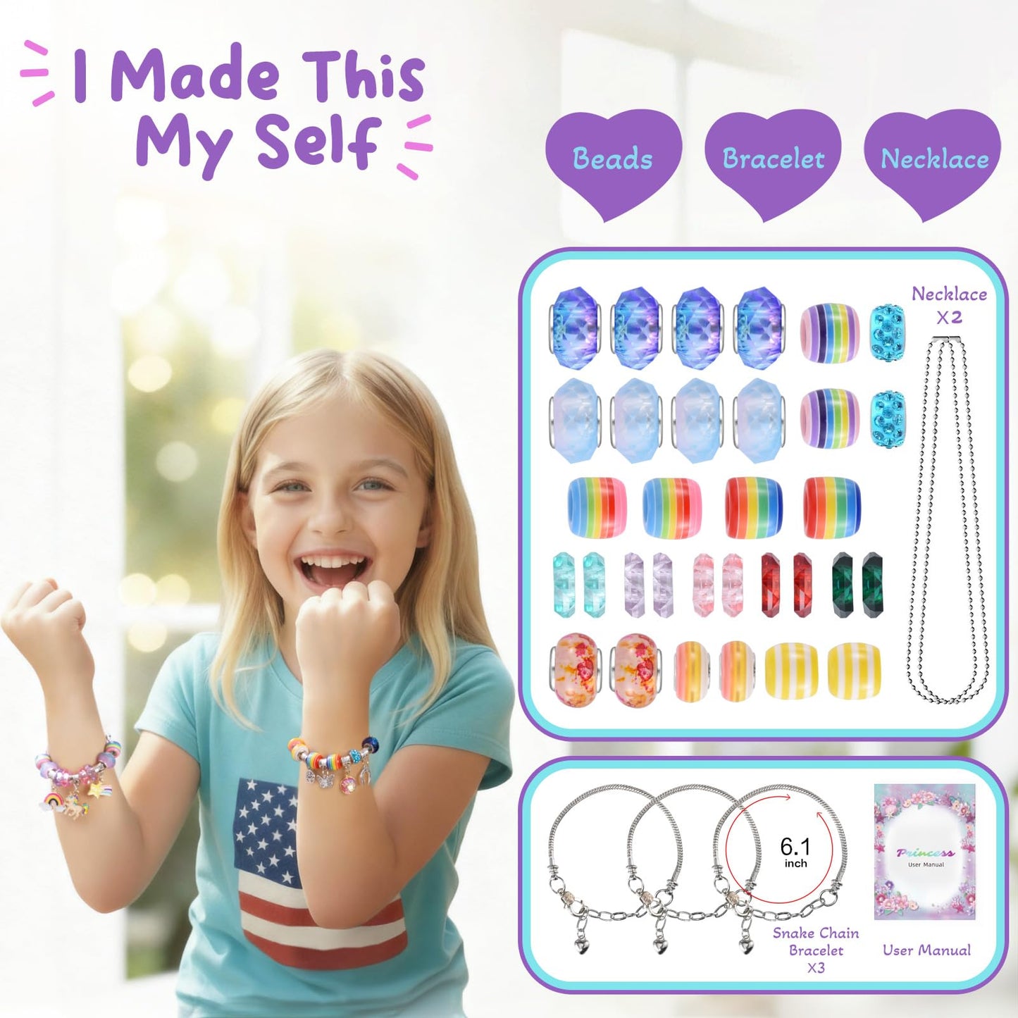 BDBKYWY Charm Bracelet Kit & Unicorn Mermaid Toy for Girls 8–12