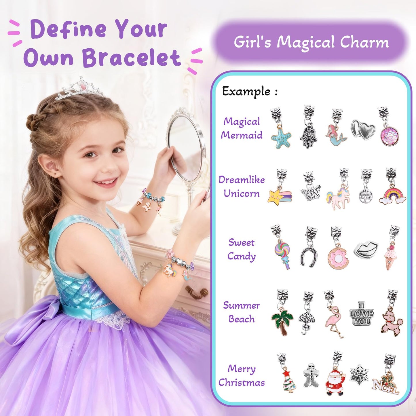 BDBKYWY Charm Bracelet Kit & Unicorn Mermaid Toy for Girls 8–12