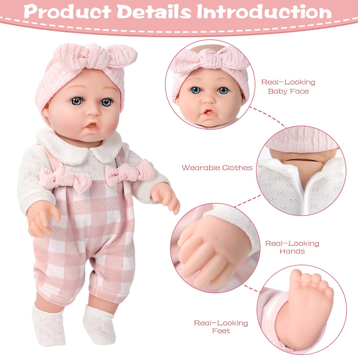 BDDOLL 12'' Baby Doll Playset with Clothes, Bottles & Pacifier | Realistic 12-Inch Doll for Toddlers 36 Months+