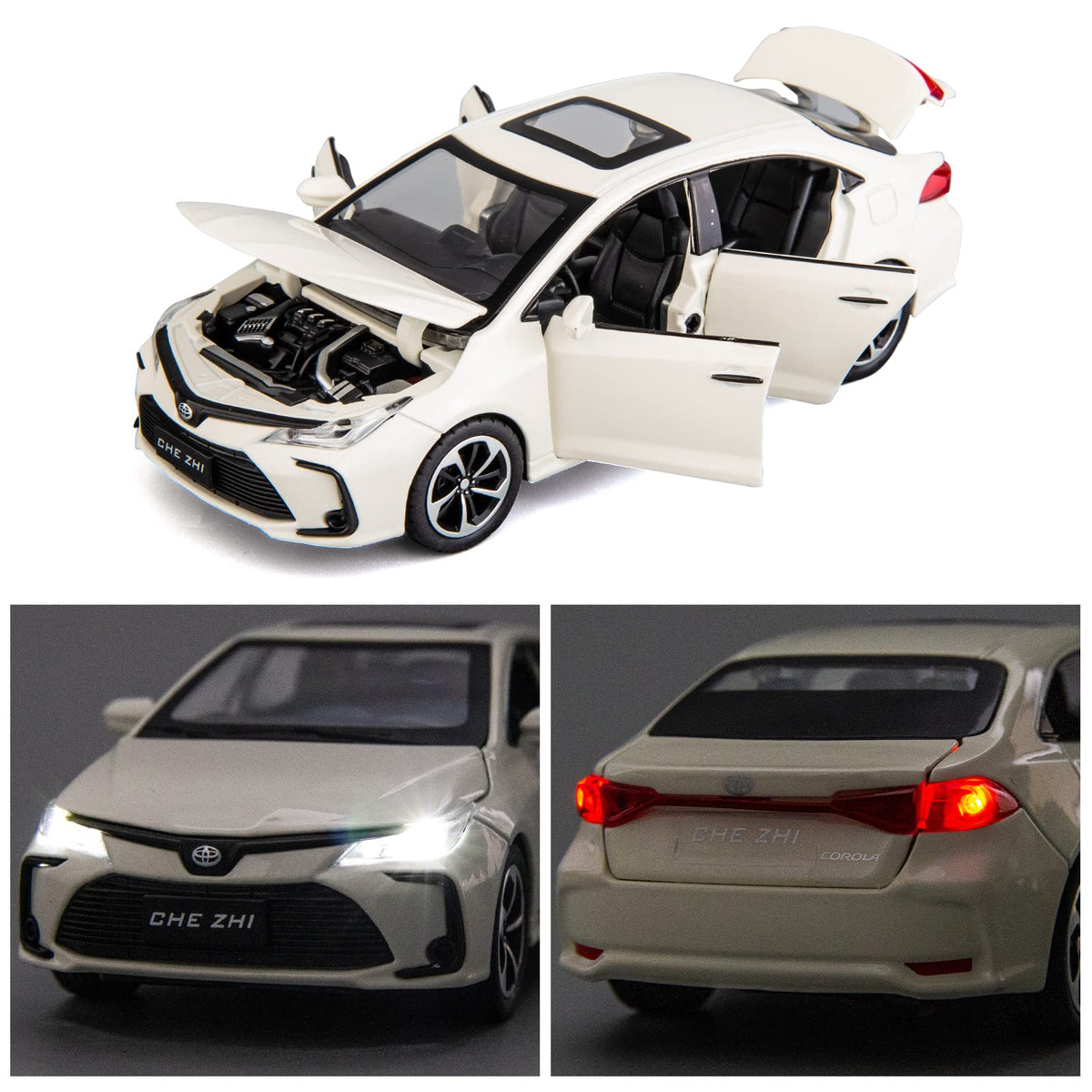 BDTCTK 1:32 Corolla Model Car — Zinc Alloy Pull-Back Toy with Sound & Light