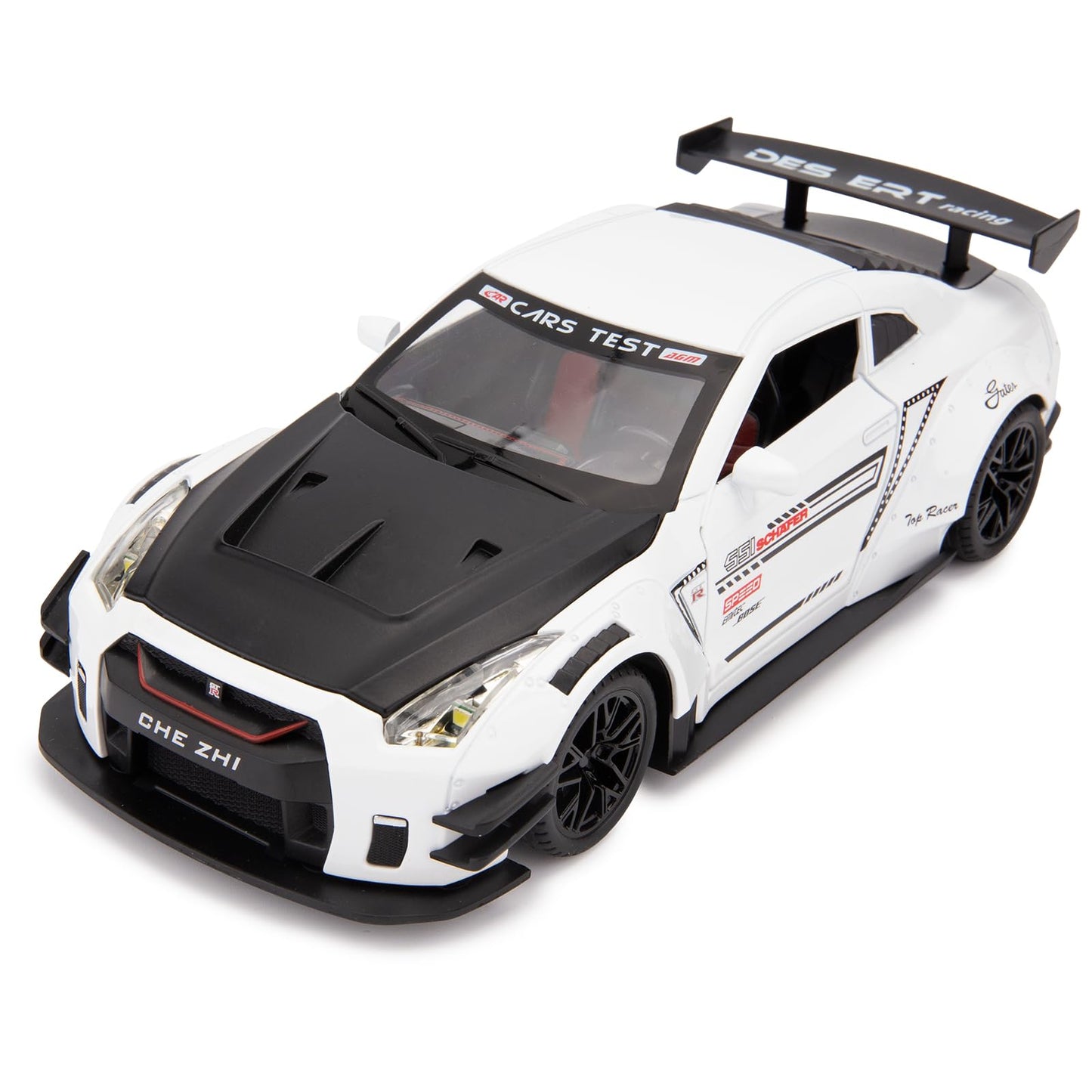 BDTCTK 1/24 Scale Nissan GTR Model Car Toy with Sound & Light — Zinc Alloy Pull-Back (White)