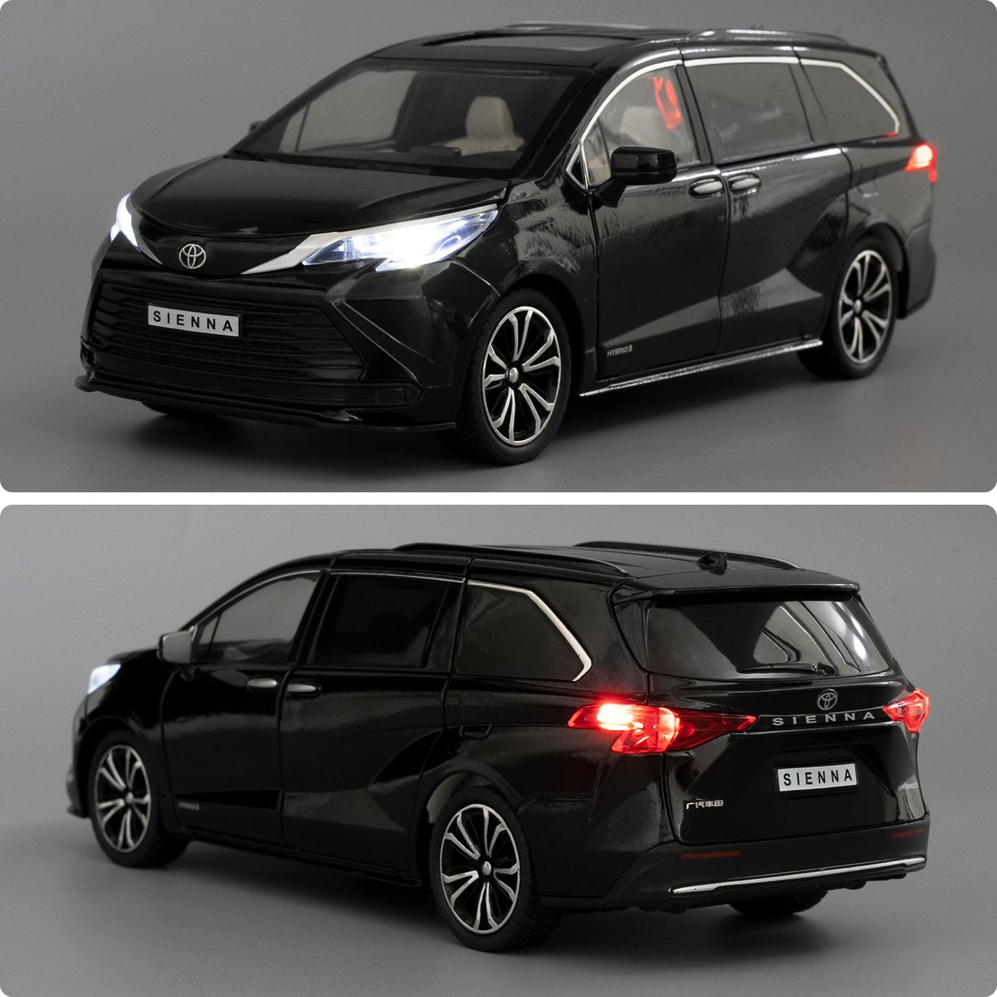 BDTCTK 1:24 Sienna Diecast Car with Pull-Back, Lights & Sounds – Gift Black