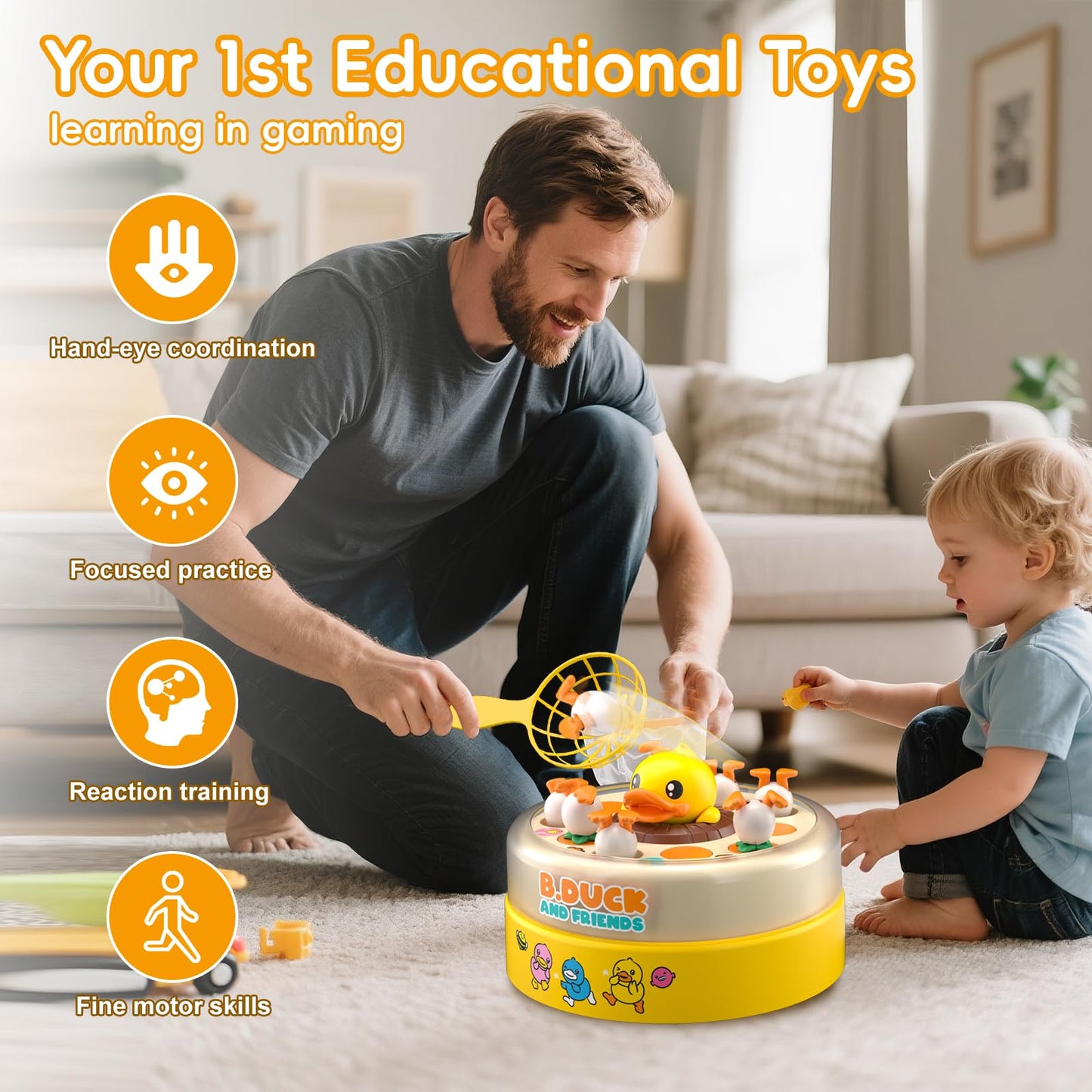 BDUCK+ Jumping Ducks Board Game for Toddlers - 1-2 Player Family Educational Toy (Ages 3+)