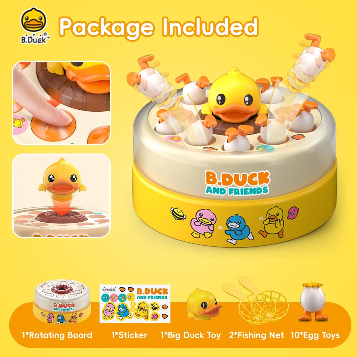 BDUCK+ Jumping Ducks Board Game for Toddlers - 1-2 Player Family Educational Toy (Ages 3+)
