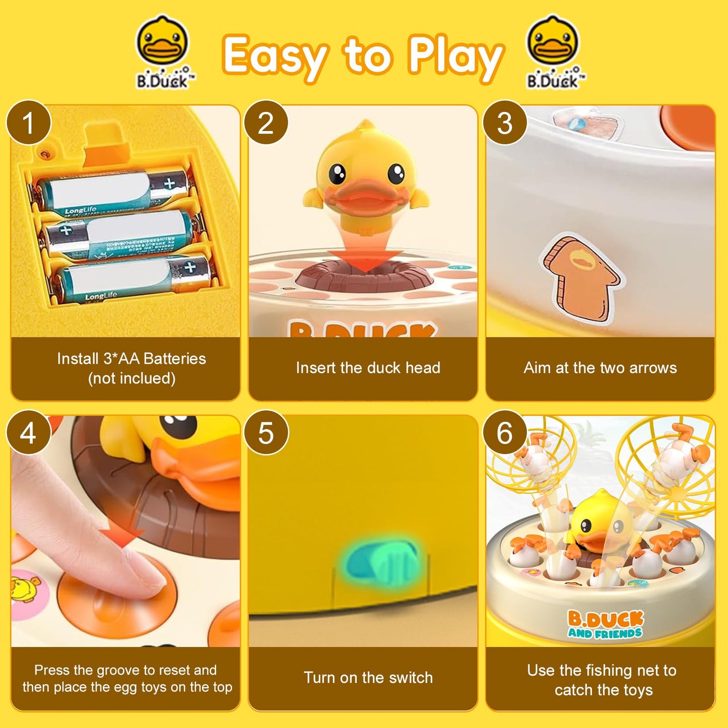 BDUCK+ Jumping Ducks Board Game for Toddlers - 1-2 Player Family Educational Toy (Ages 3+)
