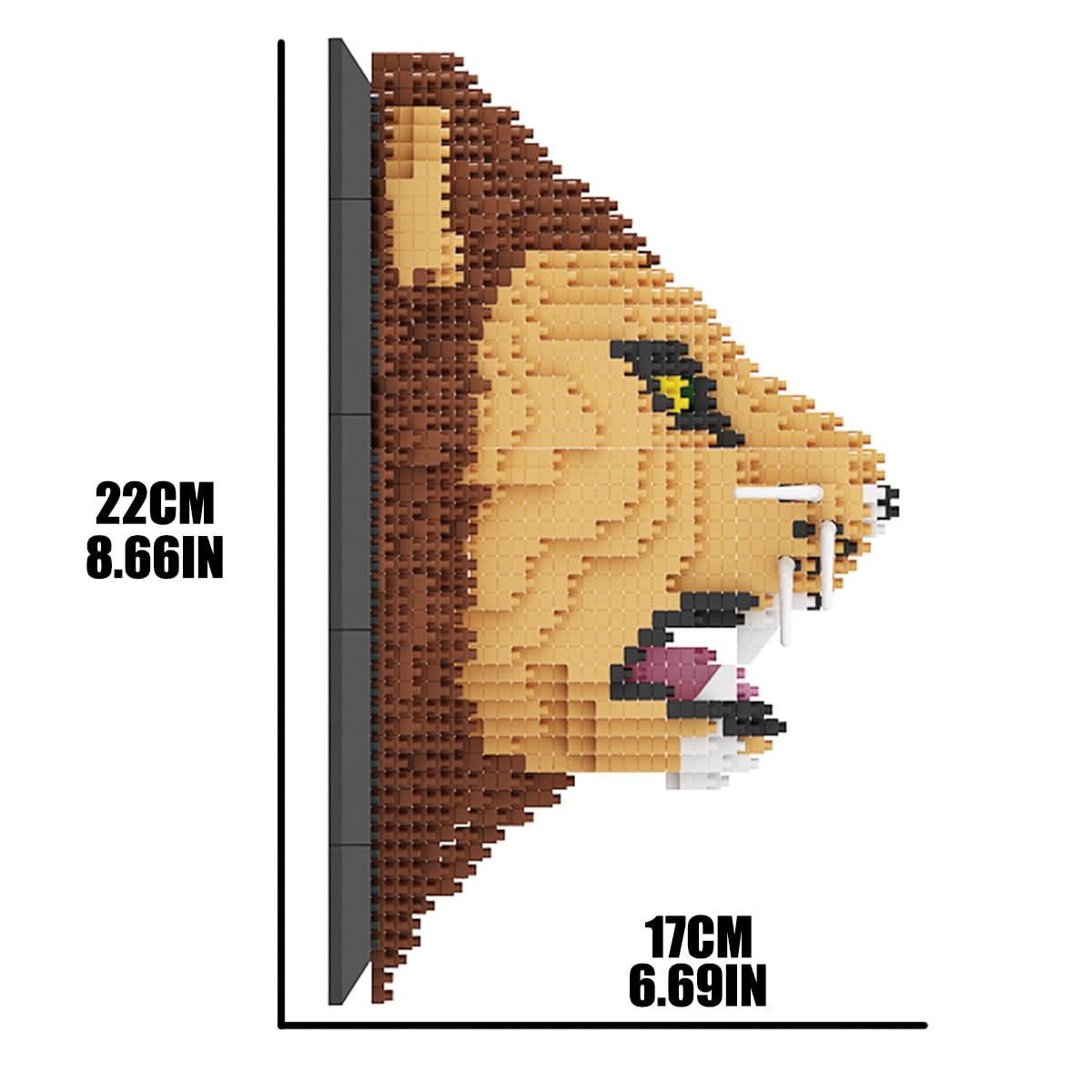 BDYDT Lion Wall Art Building Blocks Set - 1700+ Pieces, Adult 3D Portrait Decor