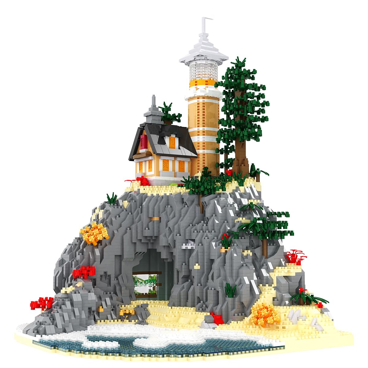 BDYDT Architecture Island Cave Lighthouse 5686PCS – Micro Building Blocks Set for Collectors & Creative Play