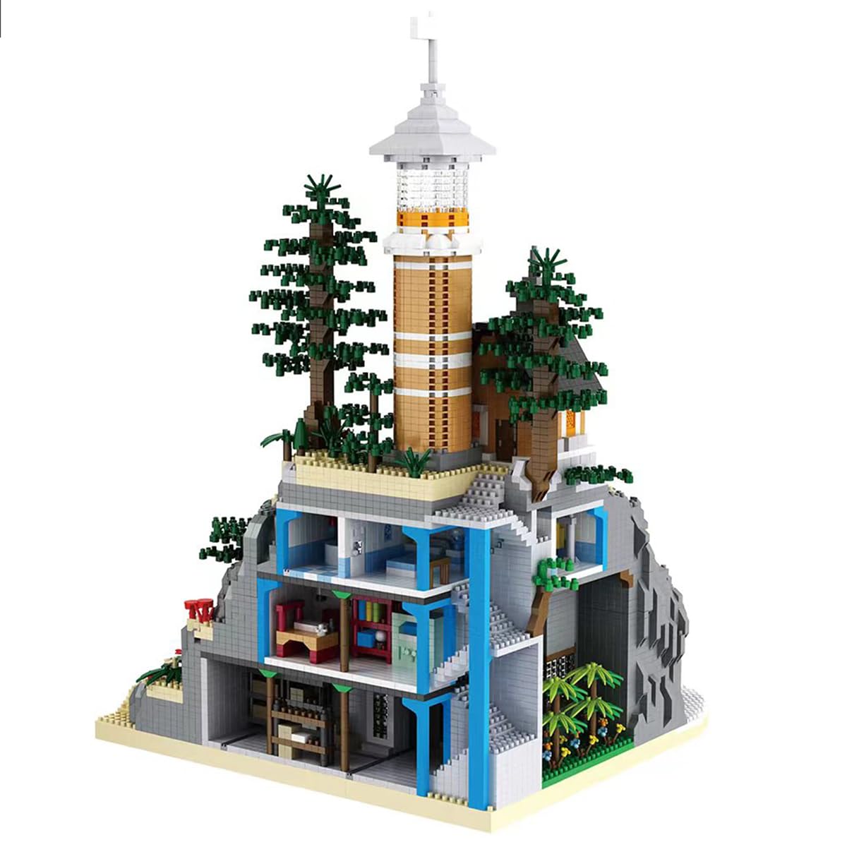 BDYDT Architecture Island Cave Lighthouse 5686PCS – Micro Building Blocks Set for Collectors & Creative Play