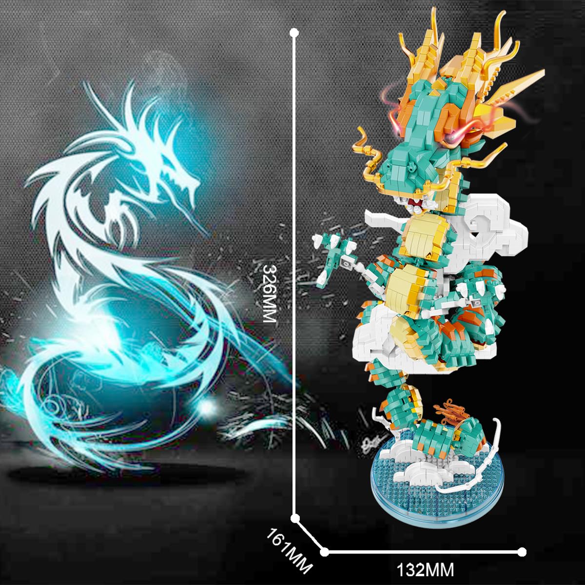 BDYDT Dragon Series Auspicious Lucky Dragon Micro Building Blocks Set (2860 PCS) – Model Toys Gift for Kids & Adults