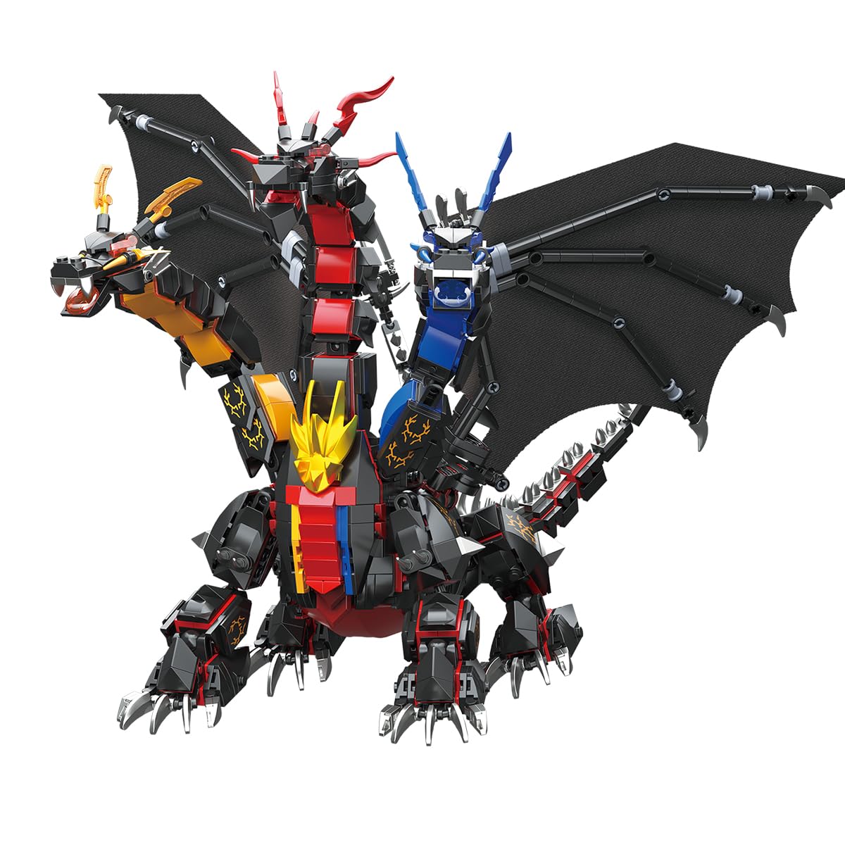 BDYDT Dragon Series Dark Three Headed Dragon King Building Blocks Set (1400 PCS)