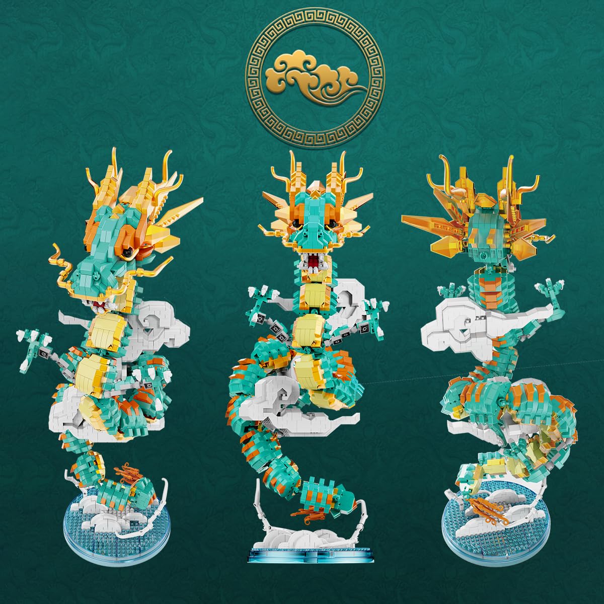 BDYDT Dragon Series Auspicious Lucky Dragon Micro Building Blocks Set (2860 PCS) – Model Toys Gift for Kids & Adults