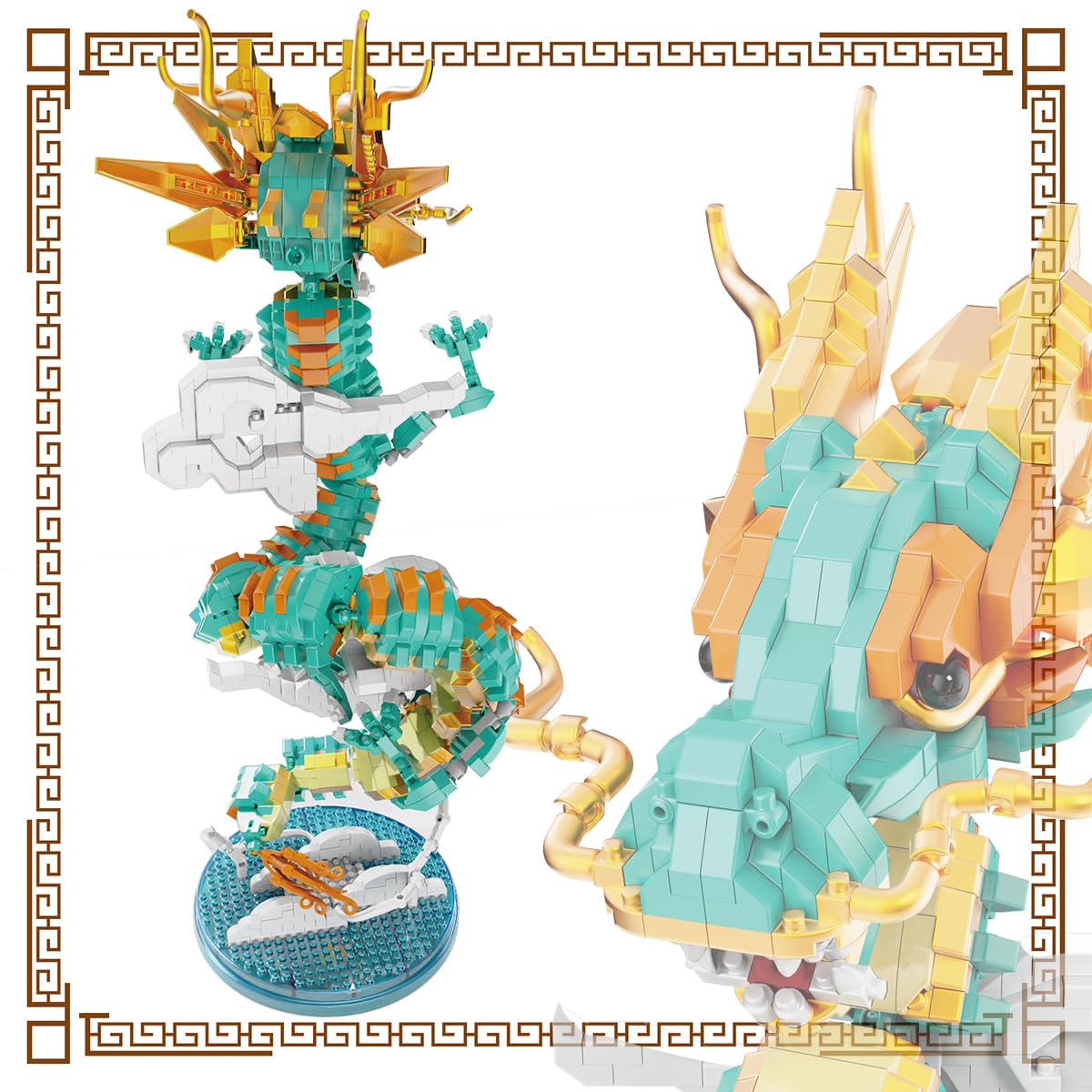 BDYDT Dragon Series Auspicious Lucky Dragon Micro Building Blocks Set (2860 PCS) – Model Toys Gift for Kids & Adults