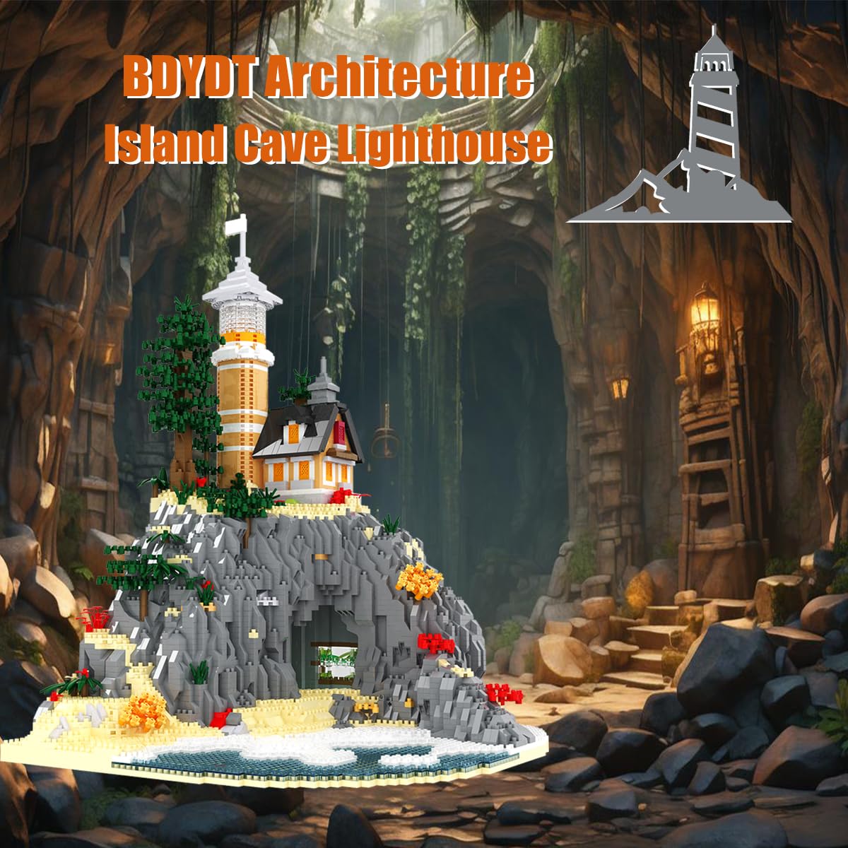 BDYDT Architecture Island Cave Lighthouse 5686PCS – Micro Building Blocks Set for Collectors & Creative Play
