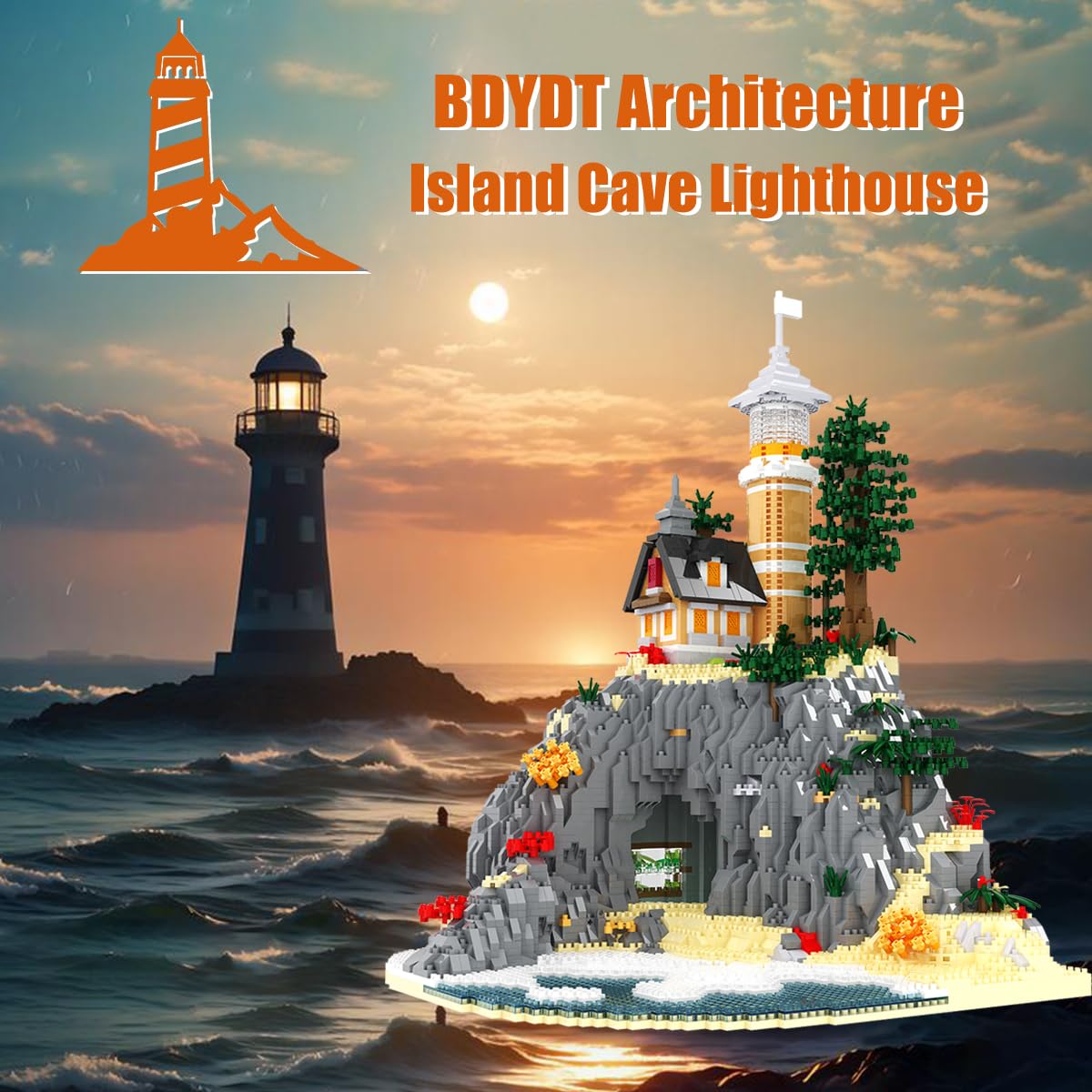 BDYDT Architecture Island Cave Lighthouse 5686PCS – Micro Building Blocks Set for Collectors & Creative Play