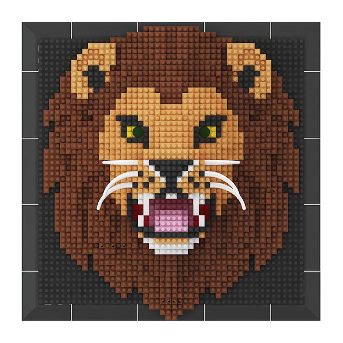 BDYDT Lion Wall Art Building Blocks Set - 1700+ Pieces, Adult 3D Portrait Decor