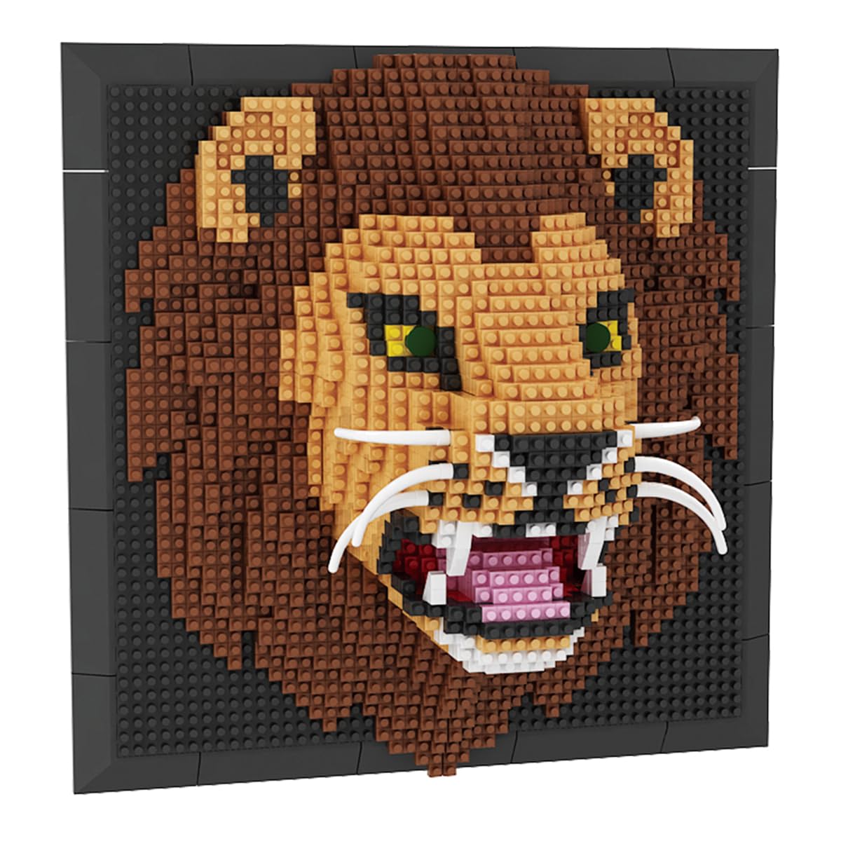 BDYDT Lion Wall Art Building Blocks Set - 1700+ Pieces, Adult 3D Portrait Decor
