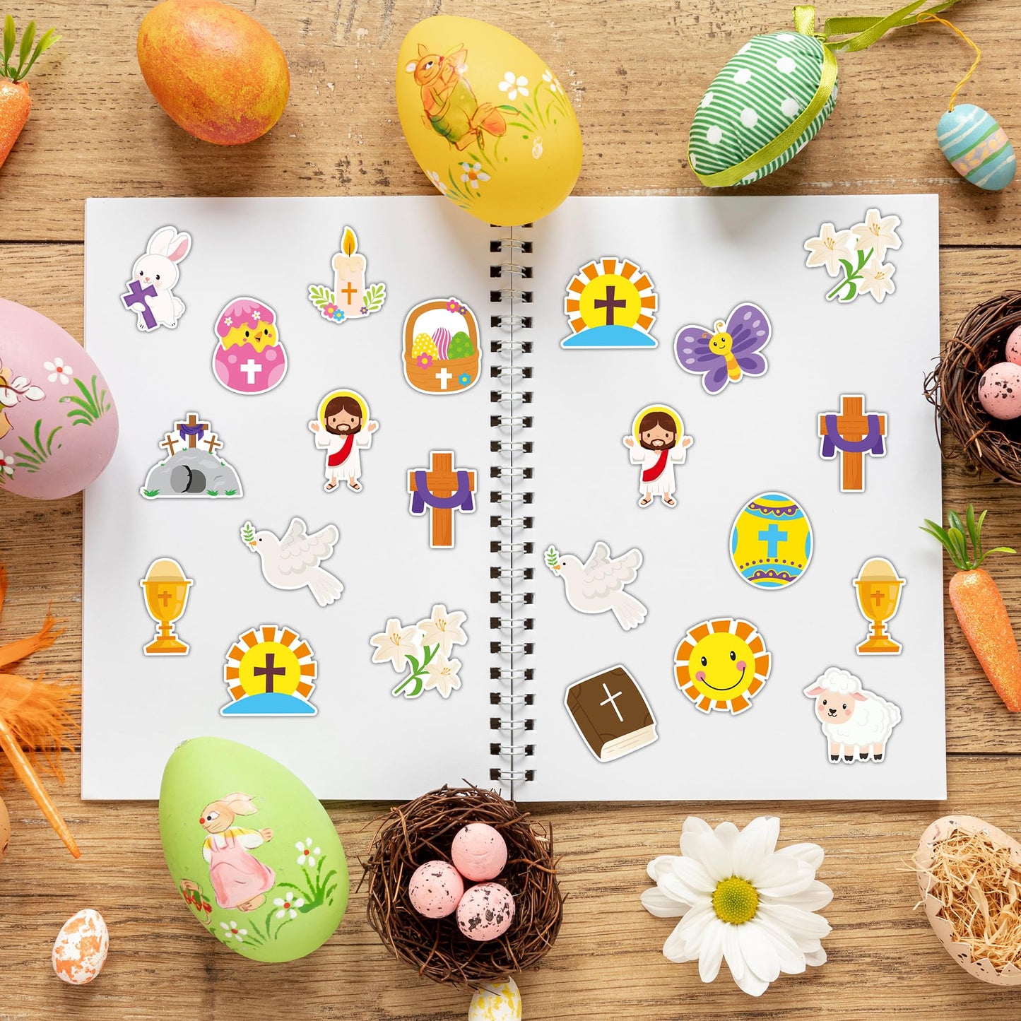 BeYumi Easter Christian Sticker Roll – 1000 Pcs, 2 Rolls, Waterproof Vinyl for Crafts
