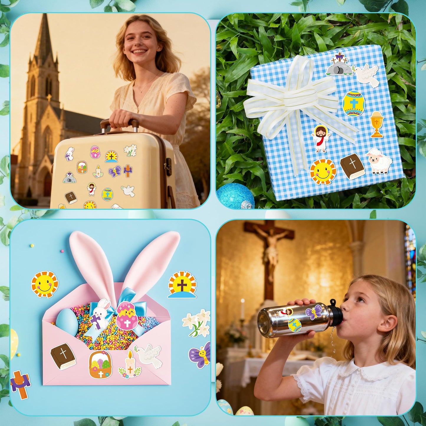 BeYumi Easter Christian Sticker Roll – 1000 Pcs, 2 Rolls, Waterproof Vinyl for Crafts