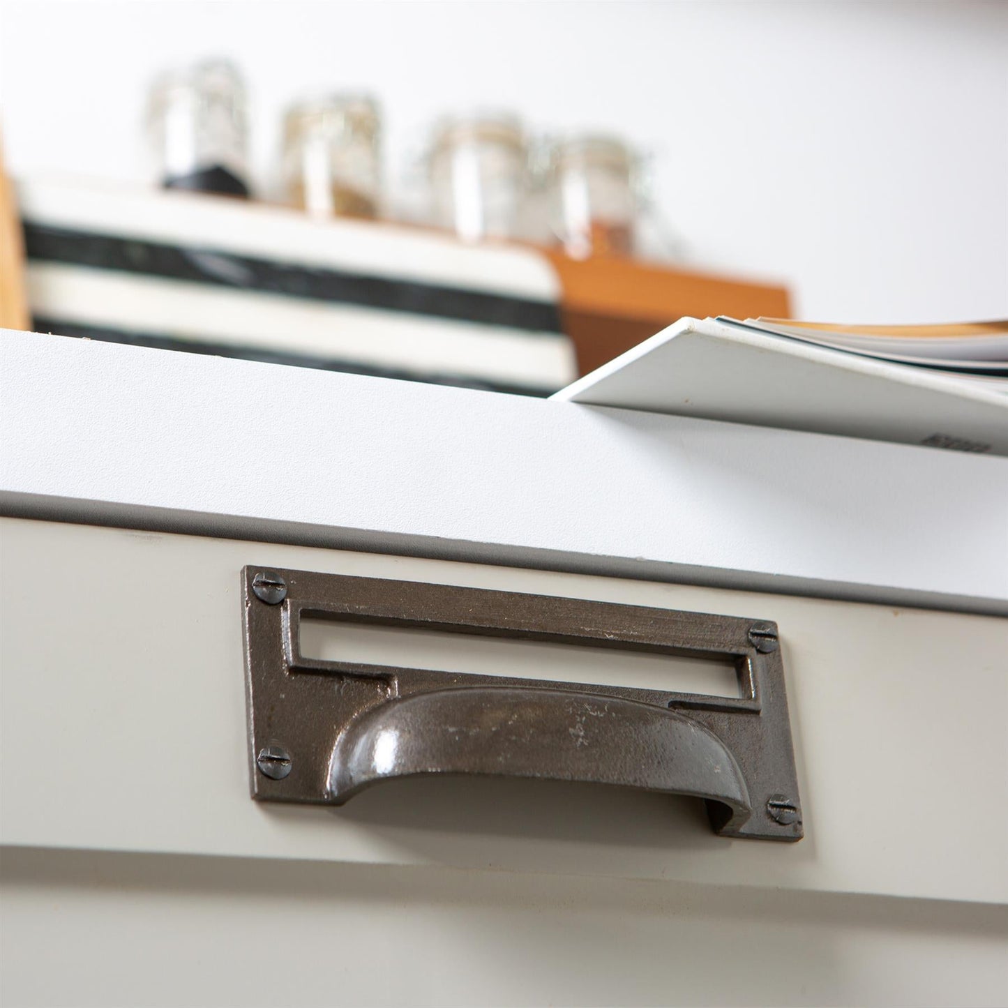 130mm x 50mm Filing Cabinet Cup Handle with Card Frame
