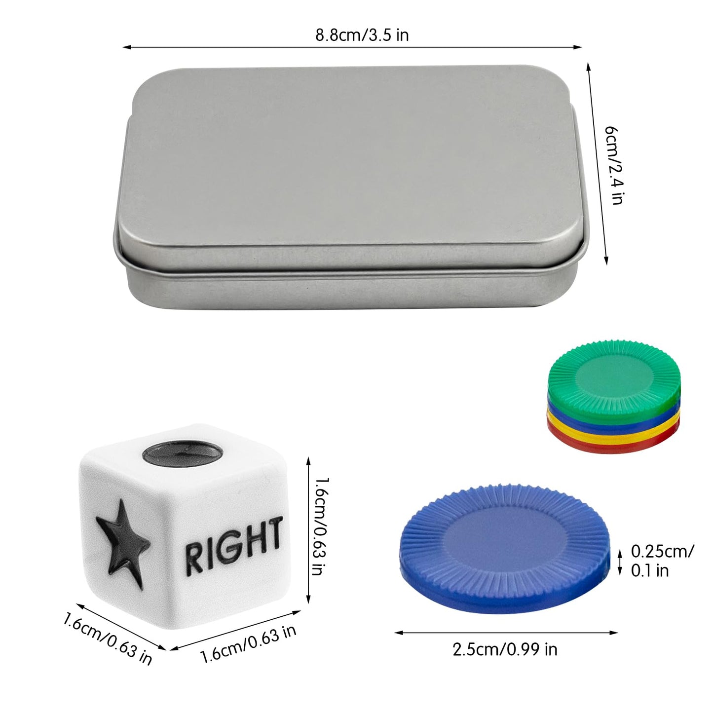 BEABOY Left Right Center Dice Game Set – 3 Dice + 40 Colorful Chips