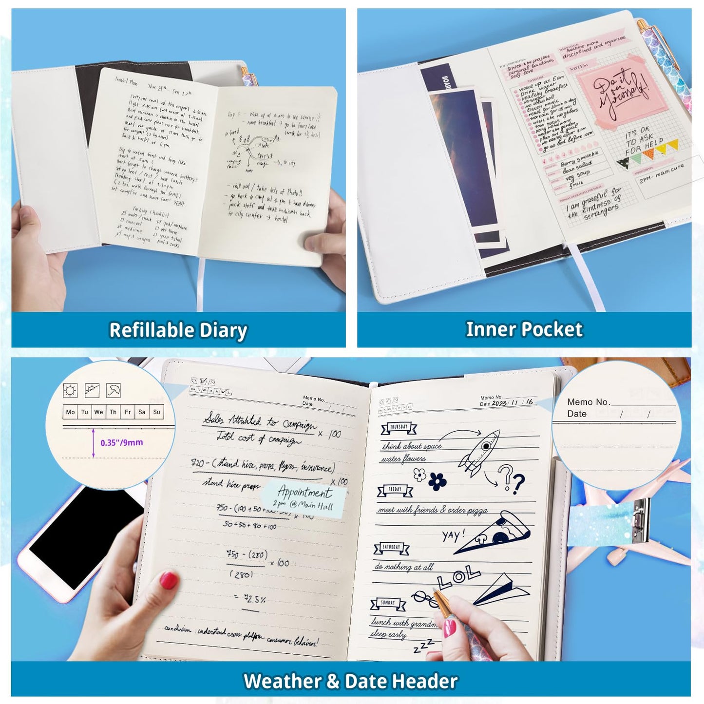 Beadsky Diary with Lock – A5 Secret Journal for Girls, 192 Pages, Password Diary with Pen