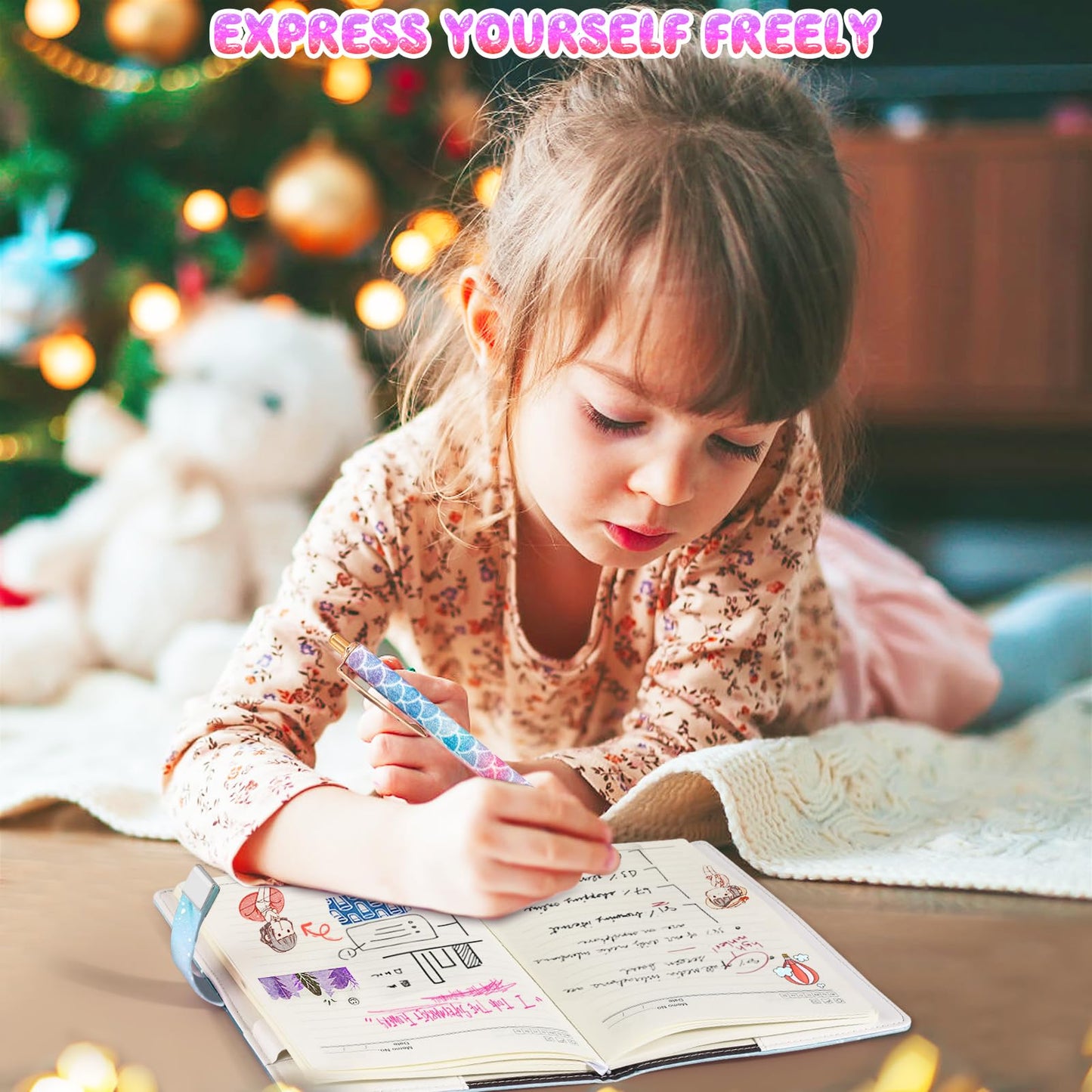 Beadsky Diary with Lock – A5 Secret Journal for Girls, 192 Pages, Password Diary with Pen