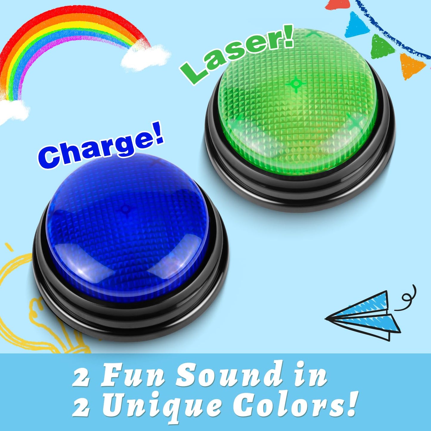BEAN LIEVE 2-Pack Game Buzzers – Ultra-Portable 4-LED Lights for Quiz & Family Fun