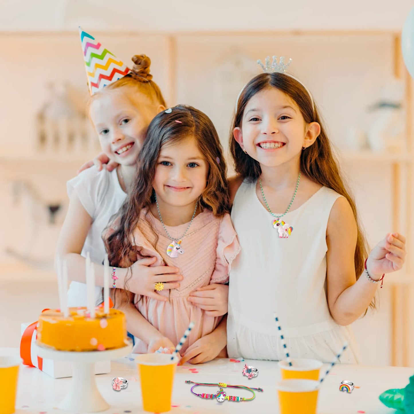 BeAndge Kids Dress-Up Jewelry Set – Unicorn, Rainbow & Flower Accessories for Ages 3-8