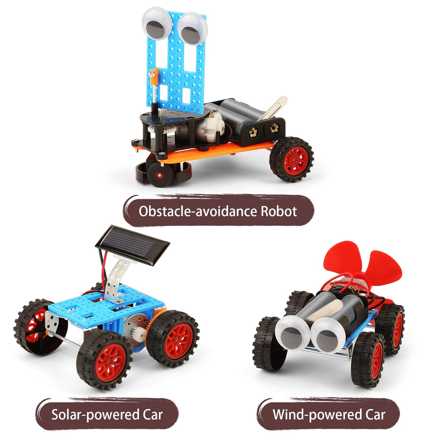 BeAndge 5-in-1 STEM Kit for Kids 6-12 | Solar Car, Wind Car, Robot, Tank, Glider