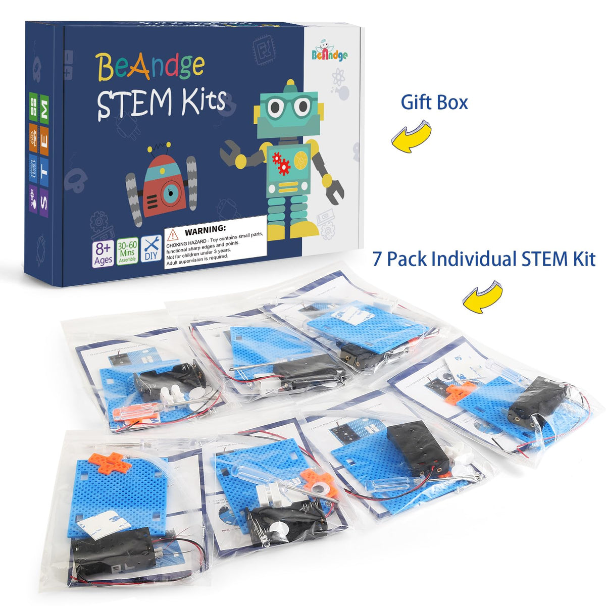 BeAndge 7-Pack Bulk STEM Kit: Fiber Optic Lamp Projects for Kids Aged 8-12