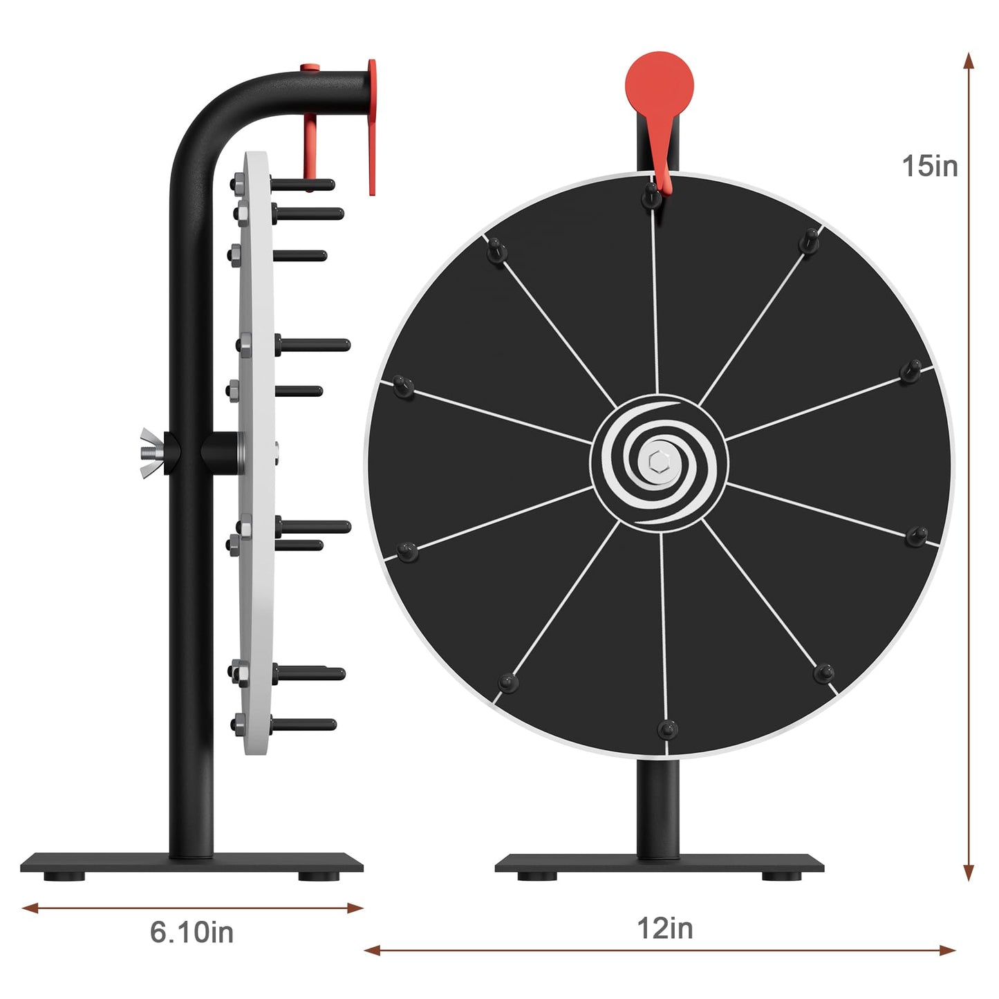 Bearfire 12-Inch Prize Wheel Spinner with Stand – 10 Slots, Dry-Erase Surface