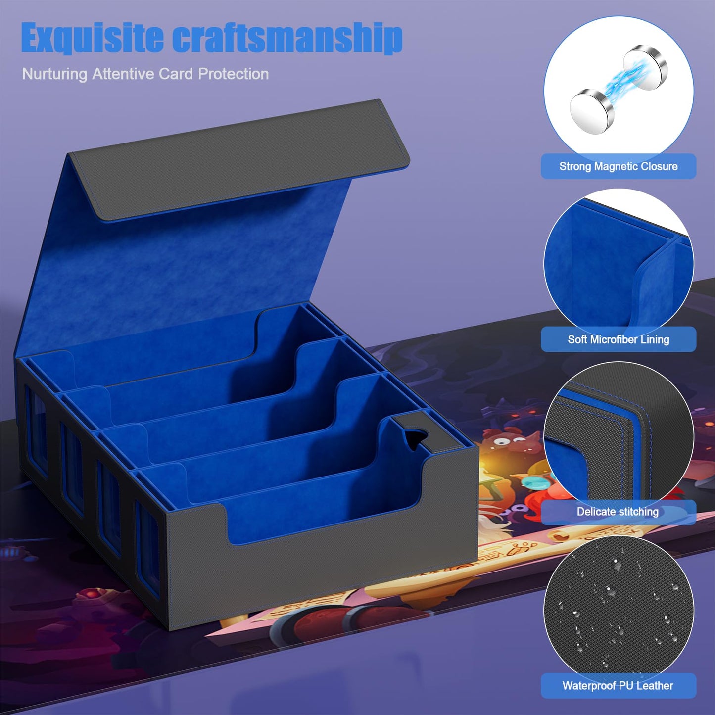 Bearfire Trading Card Storage Box with Commander Display – 3900+ Cards, 8 Viewing Windows