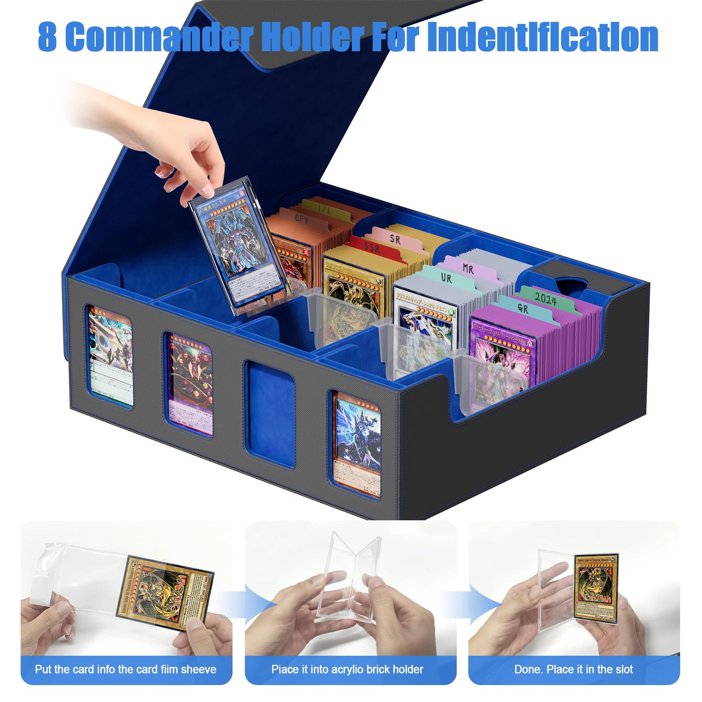 Bearfire Trading Card Storage Box with Commander Display – 3900+ Cards, 8 Viewing Windows