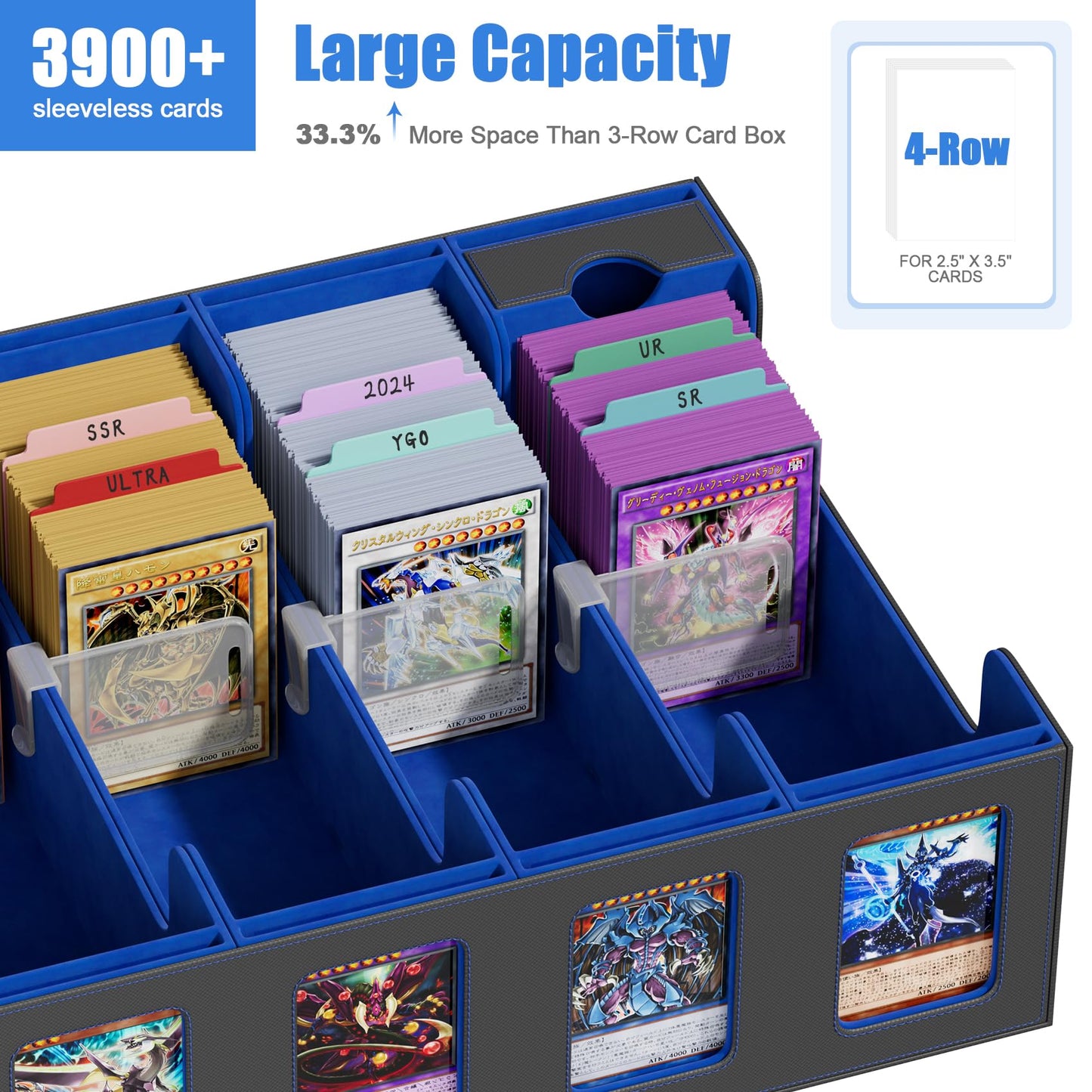 Bearfire Trading Card Storage Box with Commander Display – 3900+ Cards, 8 Viewing Windows