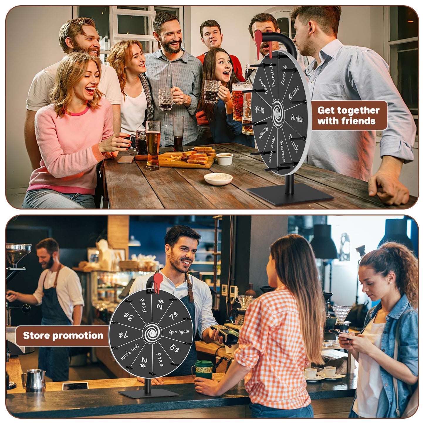 Bearfire 12-Inch Prize Wheel Spinner with Stand – 10 Slots, Dry-Erase Surface