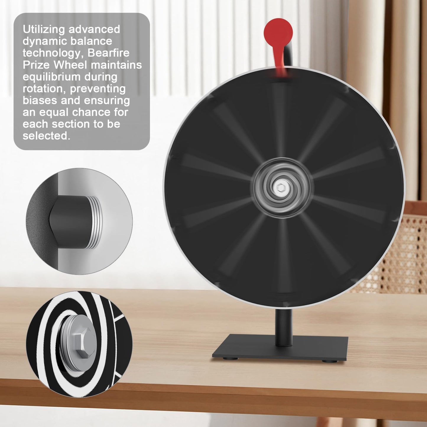 Bearfire 12-Inch Prize Wheel Spinner with Stand – 10 Slots, Dry-Erase Surface
