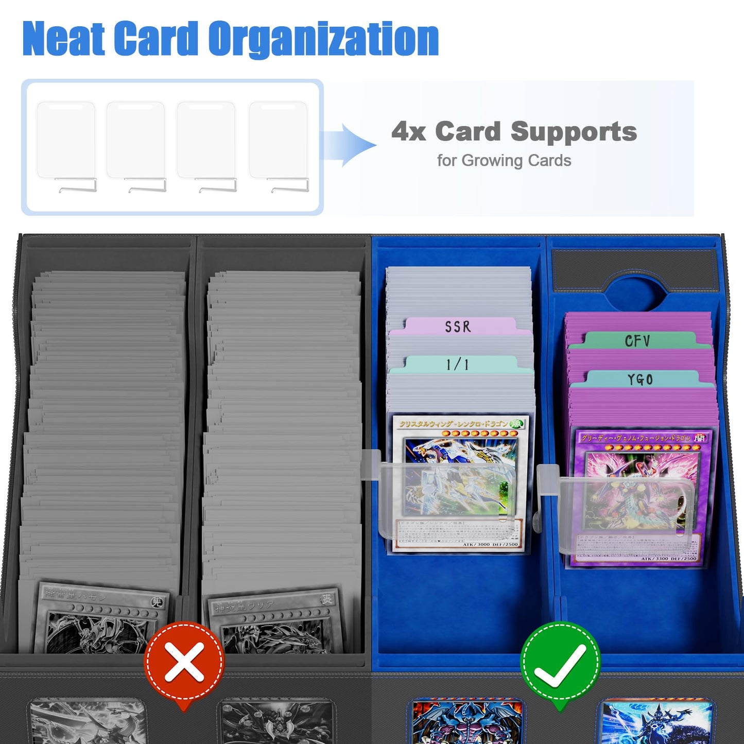 Bearfire Trading Card Storage Box with Commander Display – 3900+ Cards, 8 Viewing Windows
