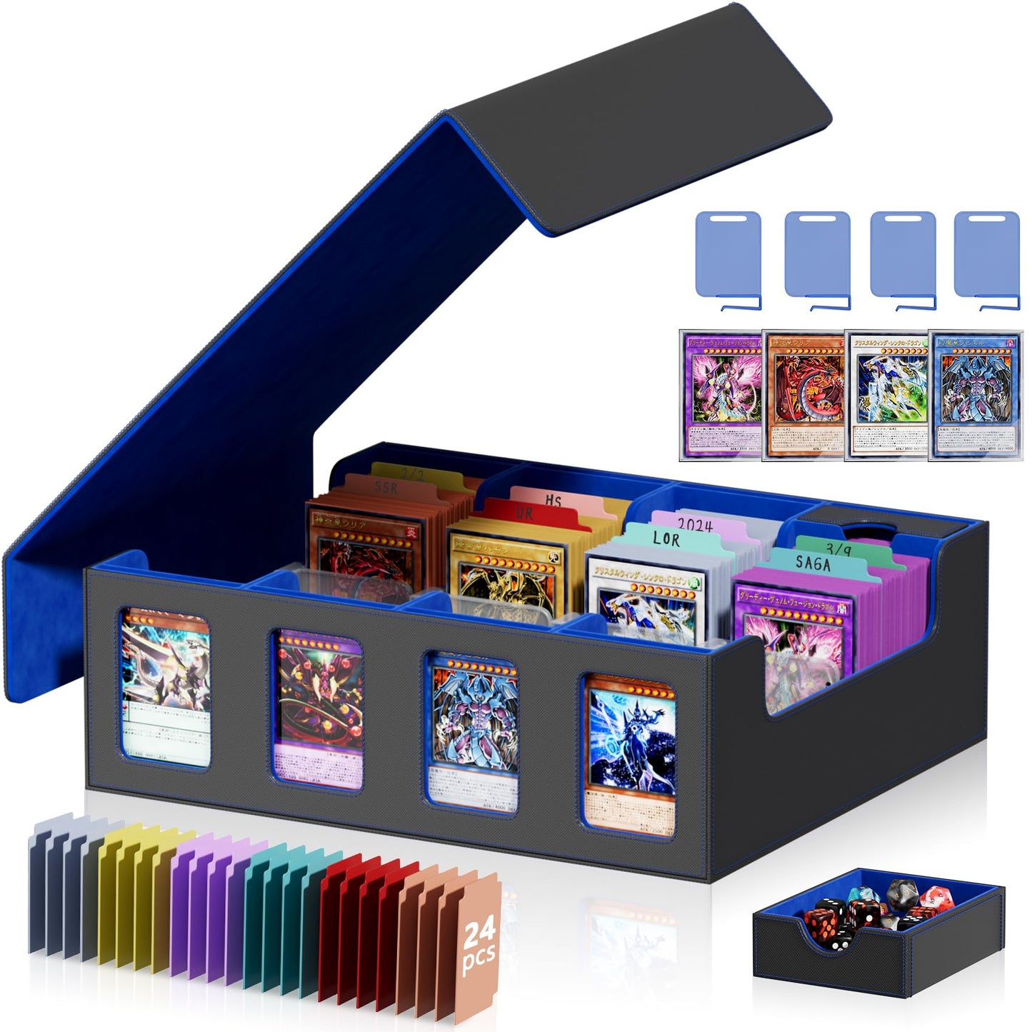 Bearfire Trading Card Storage Box with Commander Display – 3900+ Cards, 8 Viewing Windows
